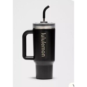 Lululemon 40oz Insulated Tumbler Black Straw Handle NWT Leakproof